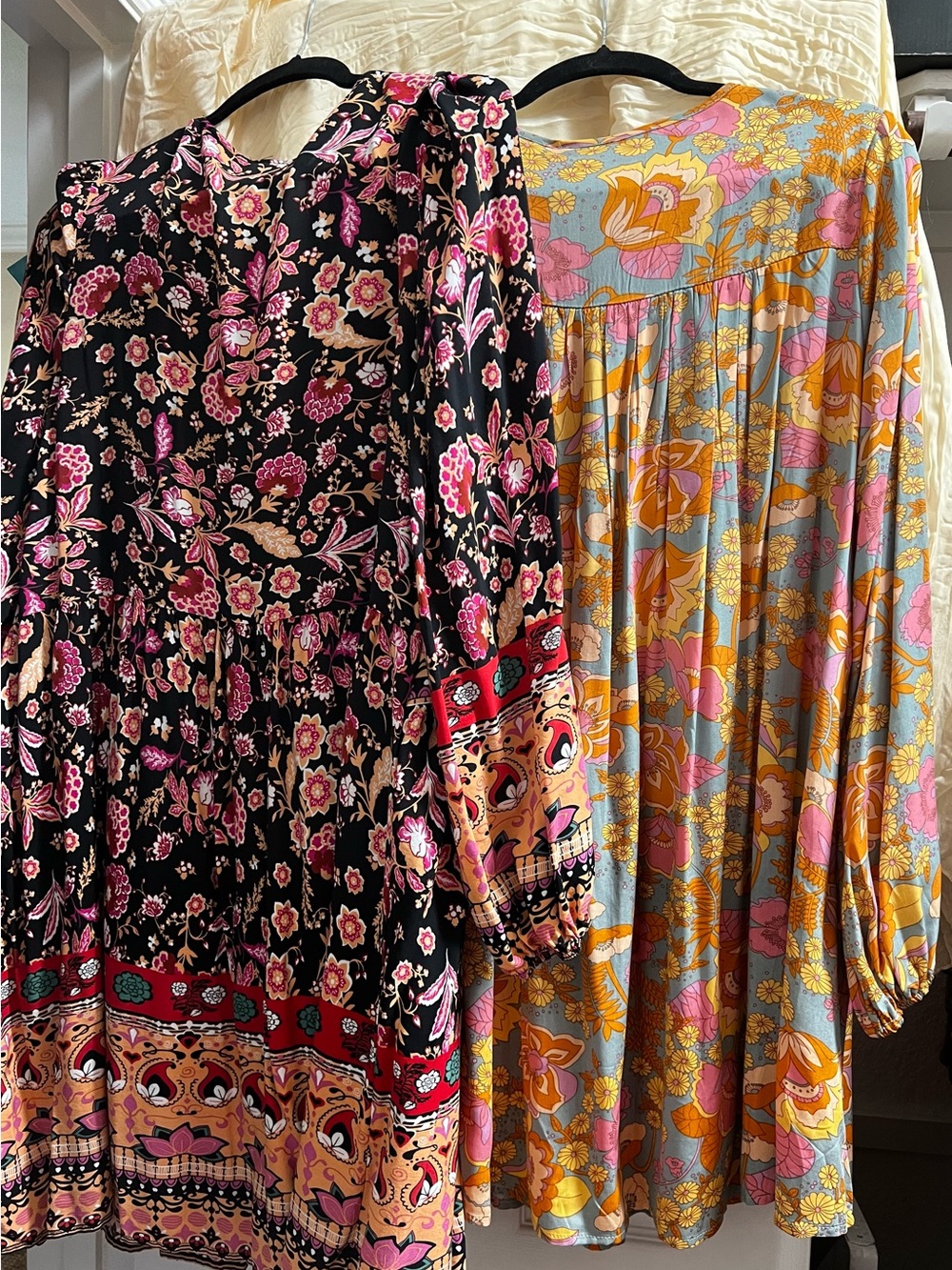 Rustty Dustty Floral Midi Dresses (2) - Yellow Pink Blue, Black - Picture 2 of 2